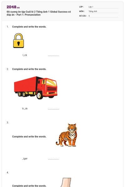 Đề cương ôn tập Cuối kì 2 Tiếng Anh 1 Global Success có đáp án - Part 1: Pronunciation