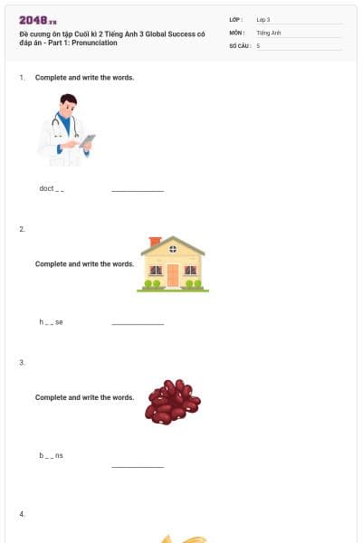 Đề cương ôn tập Cuối kì 2 Tiếng Anh 3 Global Success có đáp án - Part 1: Pronunciation