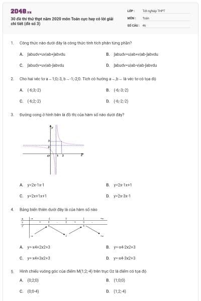 30 đề thi thử thpt năm 2020 môn Toán cực hay có lời giải chi tiết (đề số 3)