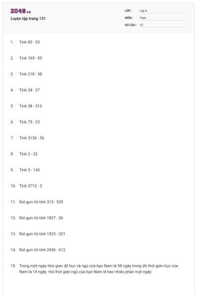 Luyện tập trang 131