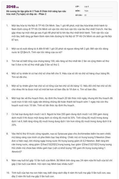 Đề cương ôn tập giữa kì 2 Toán 8 Chân trời sáng tạo cấu trúc mới (Tự luận) có đáp án - Phần 2