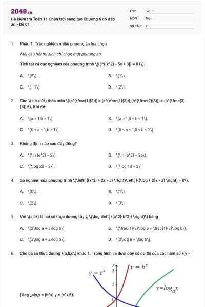 Đề kiểm tra Toán 11 Chân trời sáng tạo Chương 6 có đáp án - Đề 01