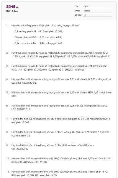 Bài 18: Mol