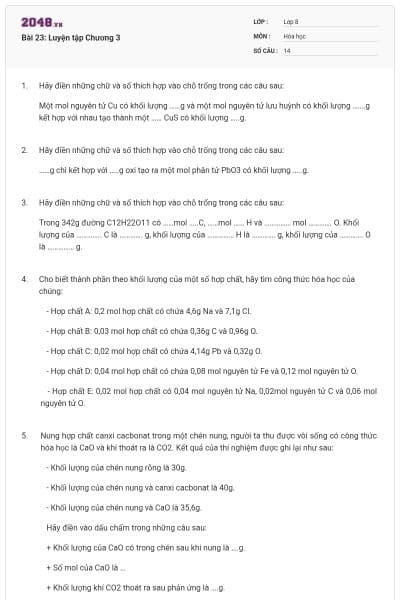 Bài 23: Luyện tập Chương 3