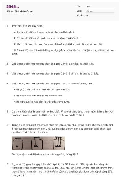 Bài 24: Tính chất của oxi