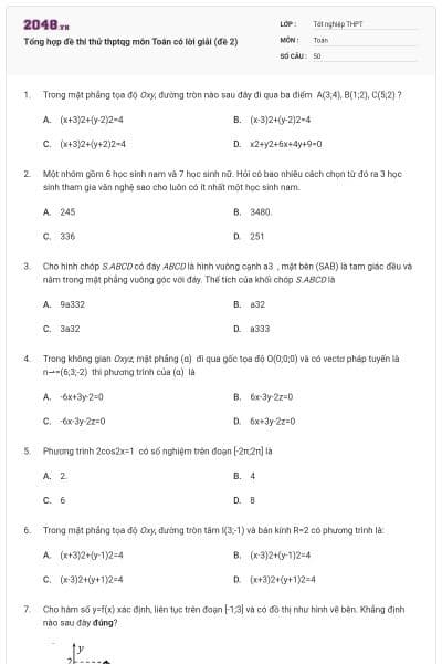 Tổng hợp đề thi thử thptqg môn Toán có lời giải (đề 2)