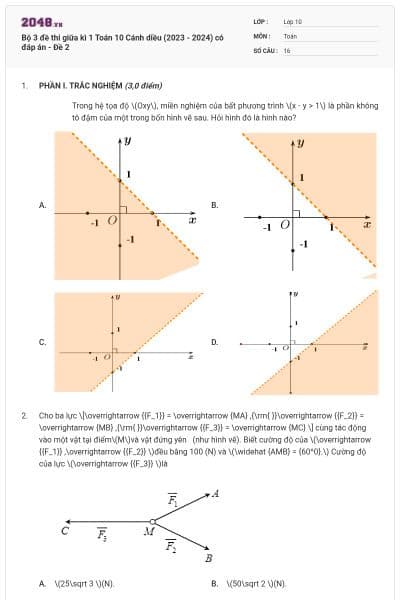 Bộ 3 đề thi giữa kì 1 Toán 10 Cánh diều (2023 - 2024) có đáp án - Đề 2
