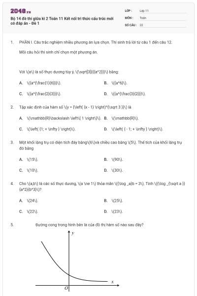 Bộ 14 đề thi giữa kì 2 Toán 11 Kết nối tri thức cấu trúc mới có đáp án - Đề 1