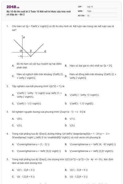 Bộ 10 đề thi cuối kì 2 Toán 10 Kết nối tri thức cấu trúc mới có đáp án - Đề 2