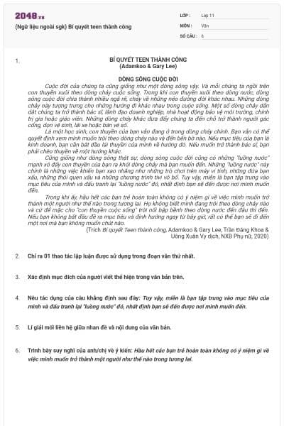 (Ngữ liệu ngoài sgk) Bí quyết teen thành công