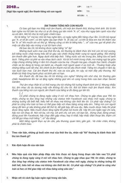 (Ngữ liệu ngoài sgk) Âm thanh tiếng nói con người