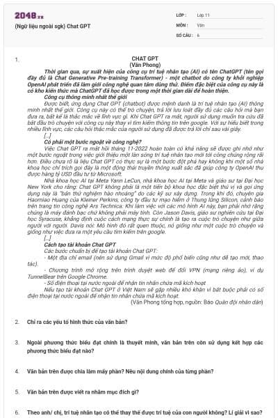 (Ngữ liệu ngoài sgk) Chat GPT