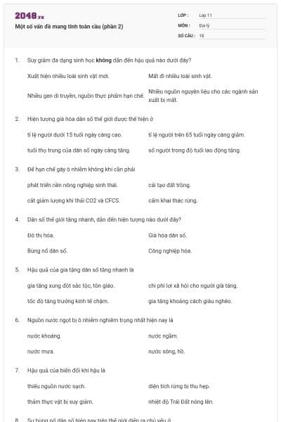 Một số vấn đề mang tính toàn cầu (phần 2)