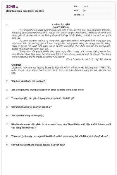 (Ngữ liệu ngoài sgk) Chiếu cầu Hiền