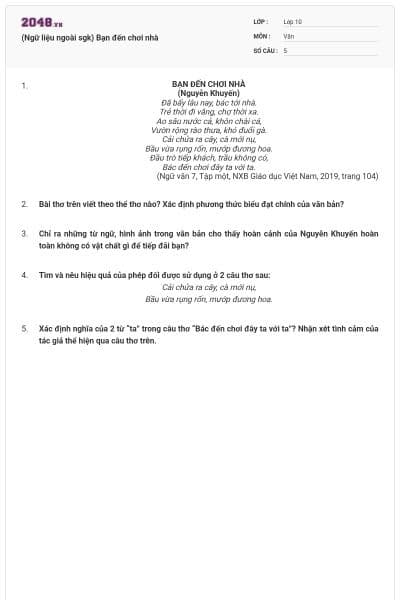 (Ngữ liệu ngoài sgk) Bạn đến chơi nhà