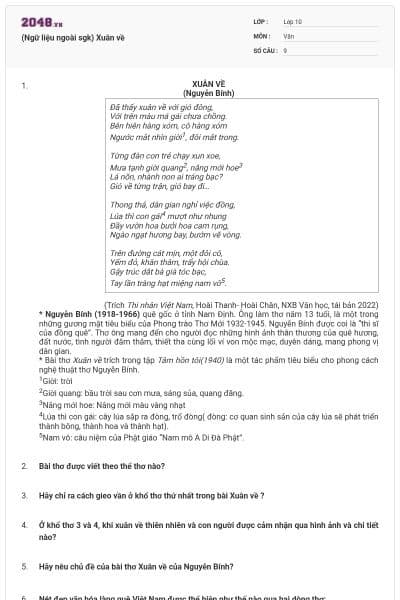 (Ngữ liệu ngoài sgk) Xuân về