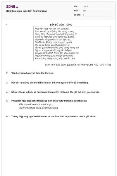 (Ngữ liệu ngoài sgk) Bến đò đêm trăng