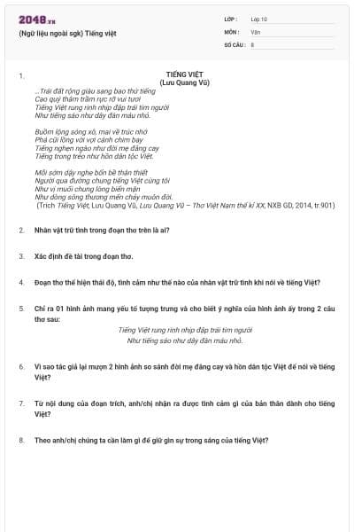 (Ngữ liệu ngoài sgk) Tiếng việt