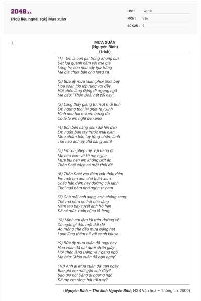 (Ngữ liệu ngoài sgk) Mưa xuân