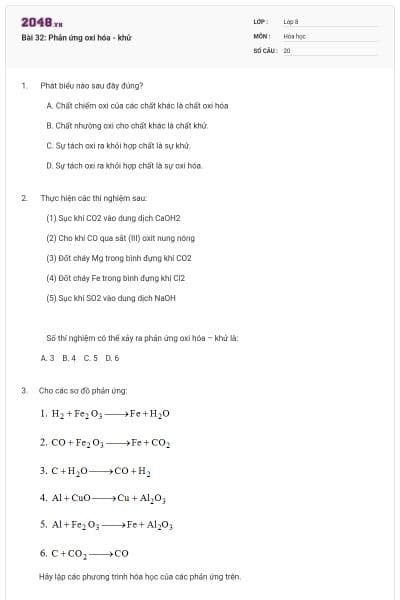 Bài 32: Phản ứng oxi hóa - khử