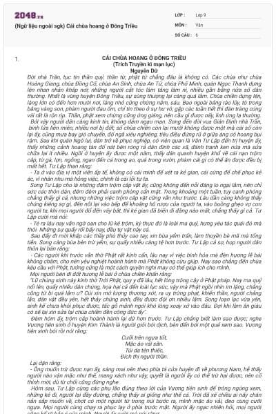 (Ngữ liệu ngoài sgk) Cái chùa hoang ở Đông Triều