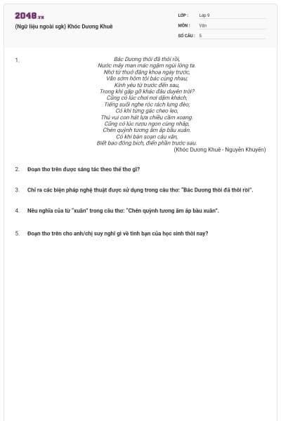 (Ngữ liệu ngoài sgk) Khóc Dương Khuê