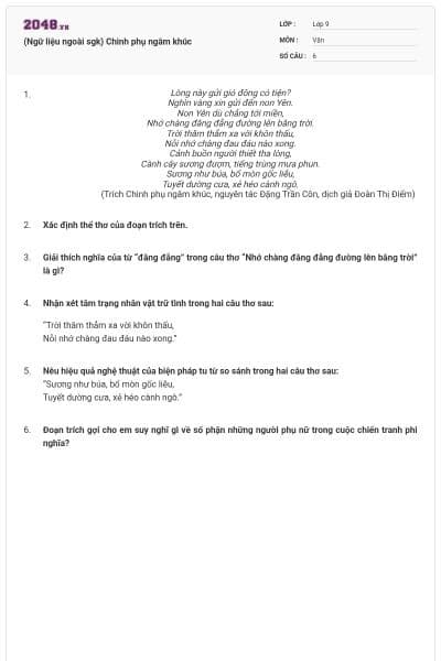 (Ngữ liệu ngoài sgk) Chinh phụ ngâm khúc