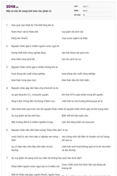 Một số vấn đề mang tính toàn cầu (phần 3)