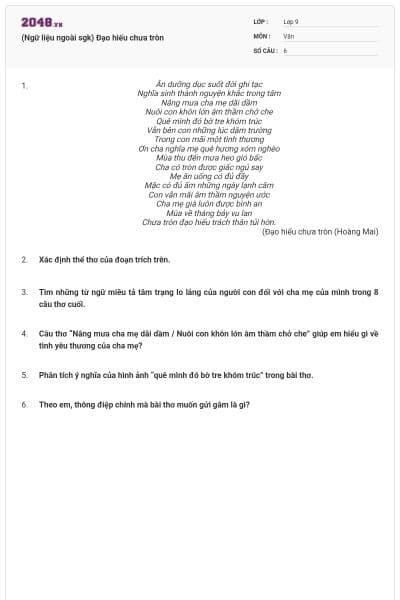 (Ngữ liệu ngoài sgk) Đạo hiếu chưa tròn