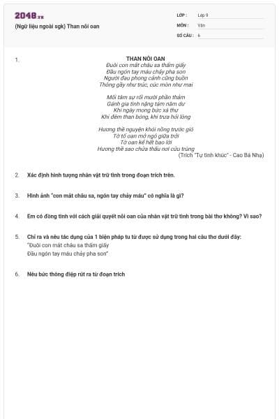 (Ngữ liệu ngoài sgk) Than nỗi oan