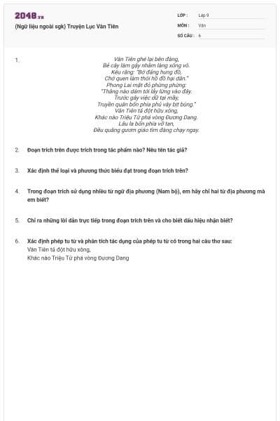 (Ngữ liệu ngoài sgk) Truyện Lục Vân Tiên