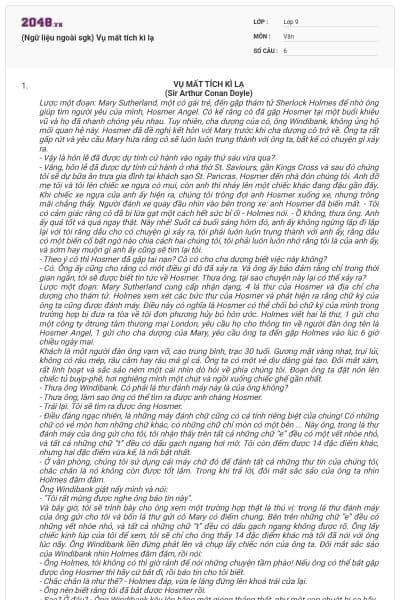 (Ngữ liệu ngoài sgk) Vụ mất tích kì lạ