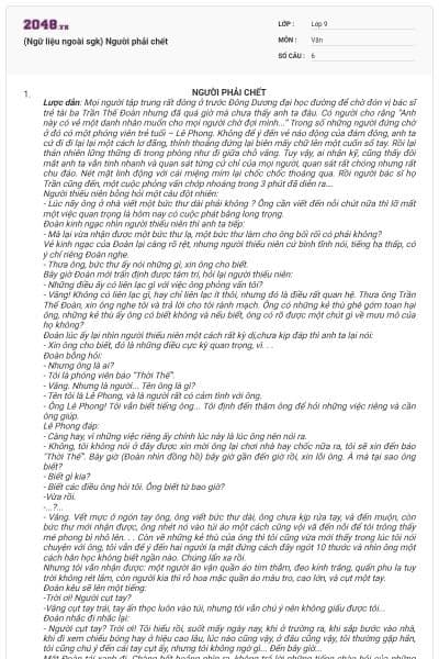 (Ngữ liệu ngoài sgk) Người phải chết