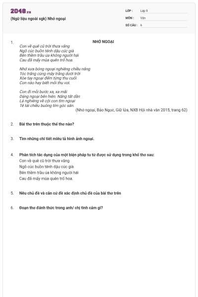 (Ngữ liệu ngoài sgk) Nhớ ngoại