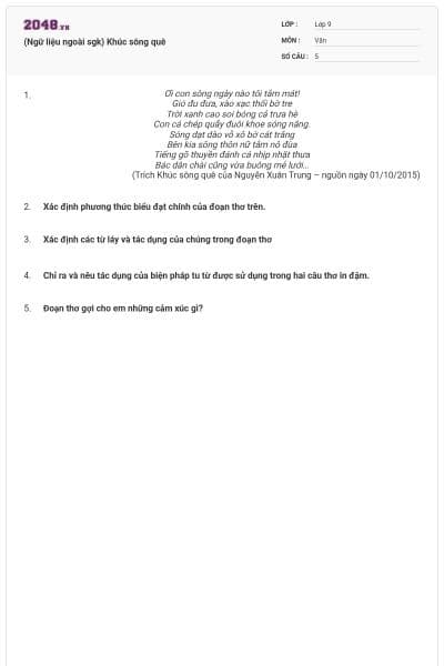 (Ngữ liệu ngoài sgk) Khúc sông quê