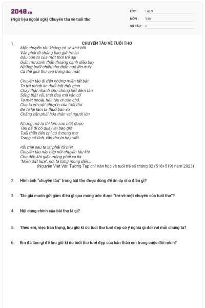 (Ngữ liệu ngoài sgk) Chuyến tàu về tuổi thơ