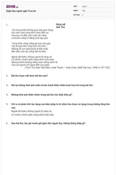 (Ngữ liệu ngoài sgk) Trưa hè