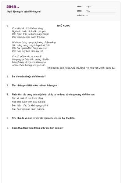 (Ngữ liệu ngoài sgk) Nhớ ngoại