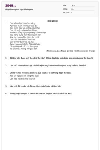 (Ngữ liệu ngoài sgk) Nhớ ngoại