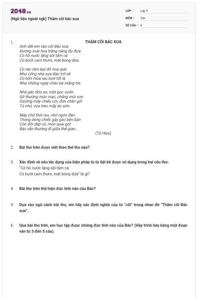 (Ngữ liệu ngoài sgk) Thăm cõi bác xưa