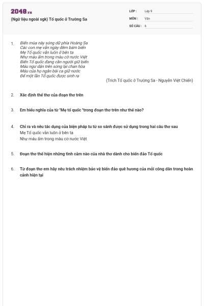 (Ngữ liệu ngoài sgk) Tổ quốc ở Trường Sa