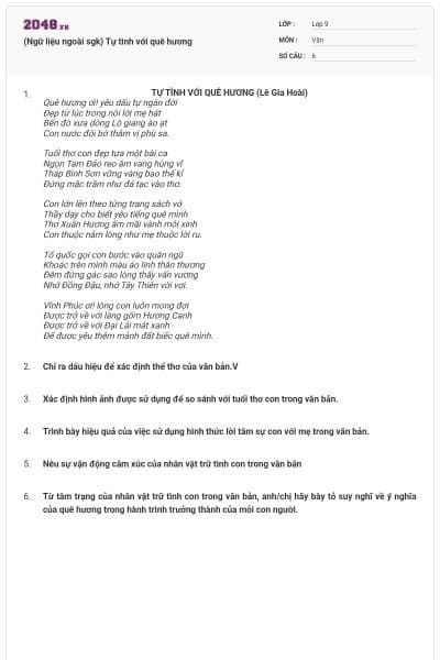 (Ngữ liệu ngoài sgk) Tự tình với quê hương