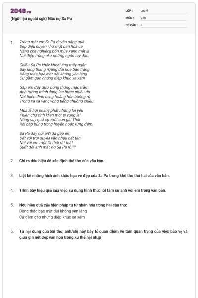 (Ngữ liệu ngoài sgk) Mắc nợ Sa Pa