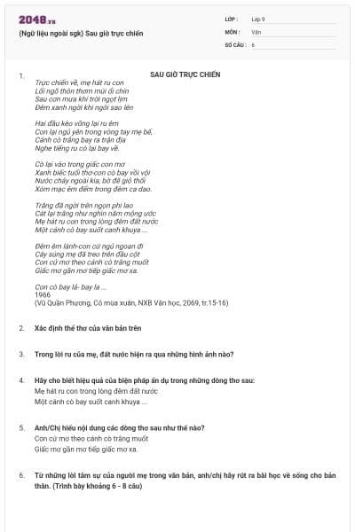 (Ngữ liệu ngoài sgk) Sau giờ trực chiến