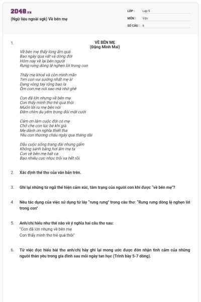 (Ngữ liệu ngoài sgk) Về bên mẹ