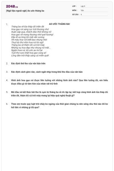 (Ngữ liệu ngoài sgk) Ao ước tháng ba