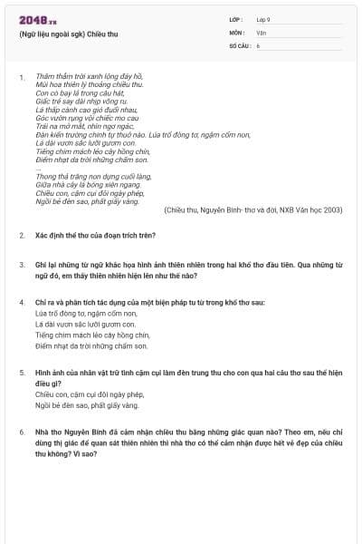 (Ngữ liệu ngoài sgk) Chiều thu