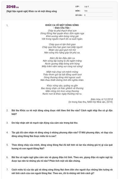 (Ngữ liệu ngoài sgk) Khúc ca về một dòng sông