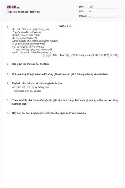 (Ngữ liệu ngoài sgk) Ngôn chí