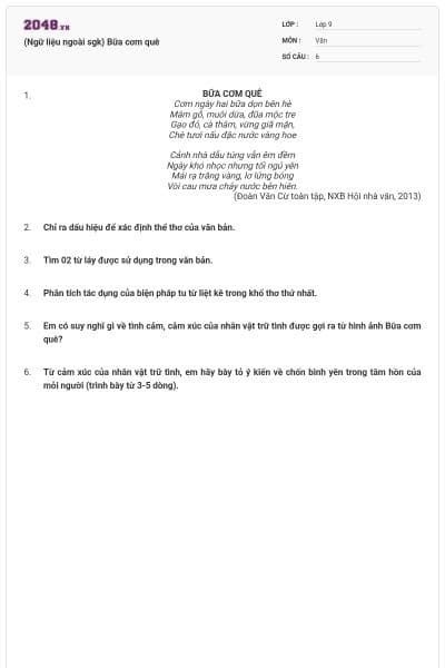 (Ngữ liệu ngoài sgk) Bữa cơm quê